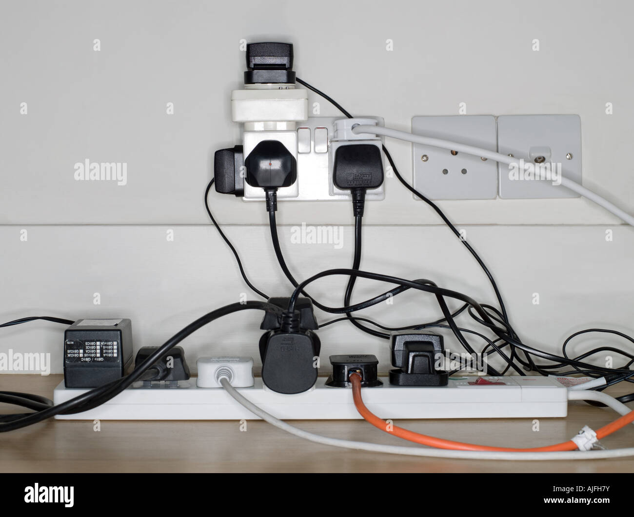 Plug sockets and cables Stock Photo Alamy