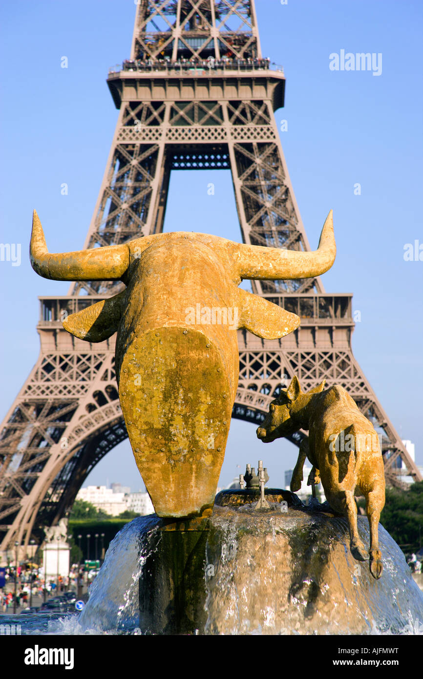 France Ile De France Paris Gilded Bronze Sculpture Of A Cow And Her
