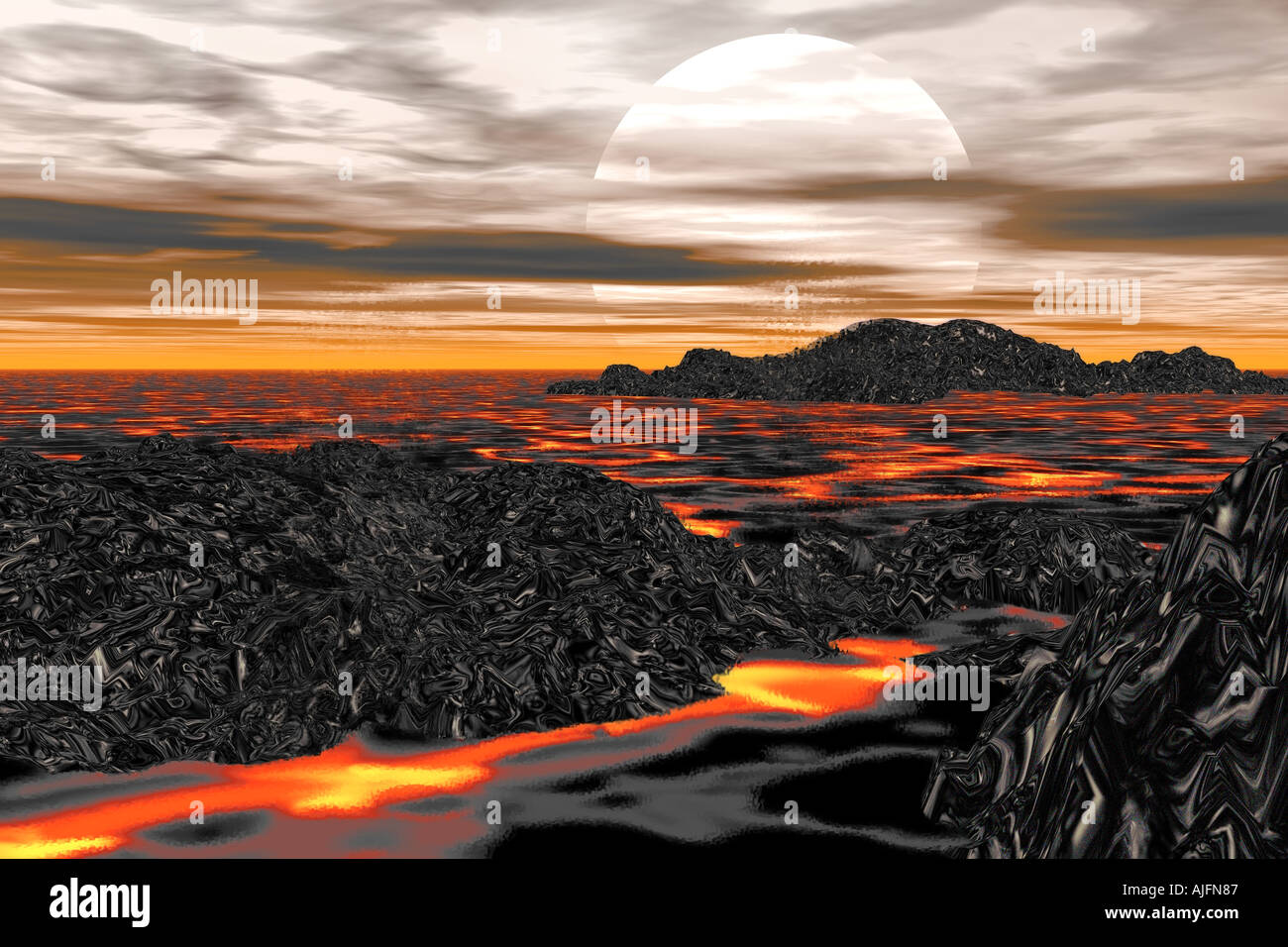 The Cryptic era - Earliest Geologic Evolution of the Earth & Moon. Stock Photo