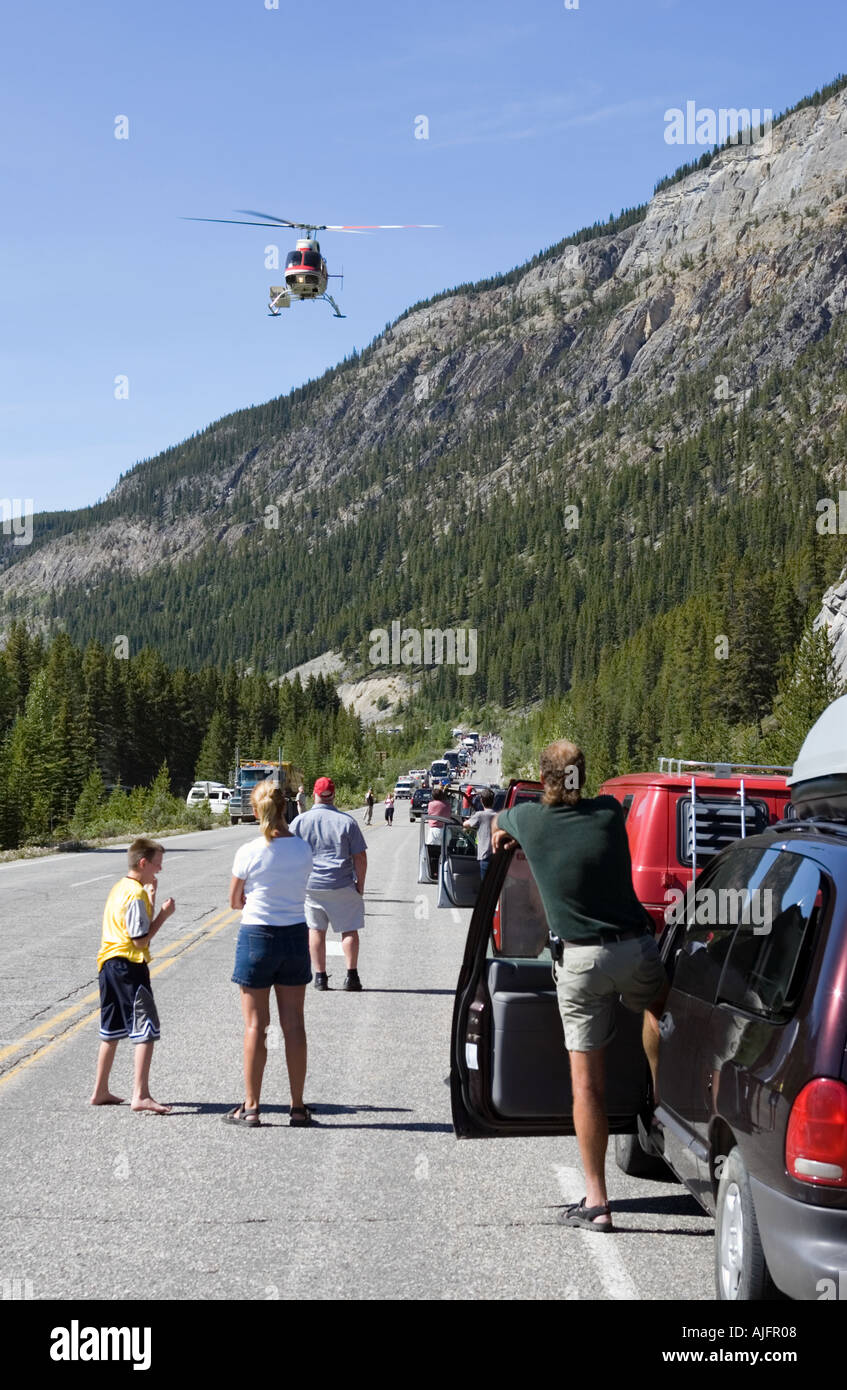 Helicopter rescue after a car crash in Banff area Stock Photo Alamy
