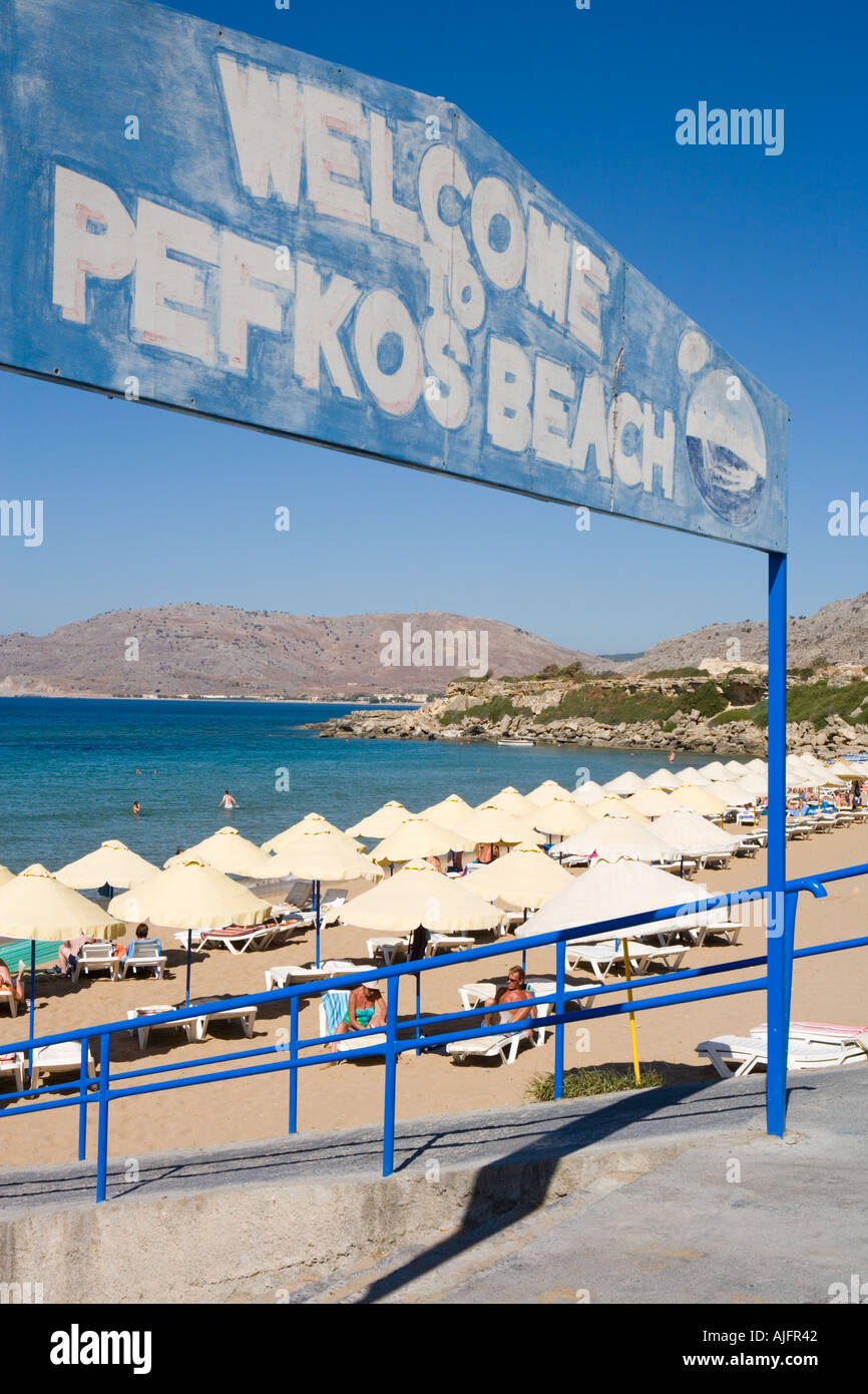 PEFKOS BEACH NEAR LINDOS RHODES GREECE Stock Photo