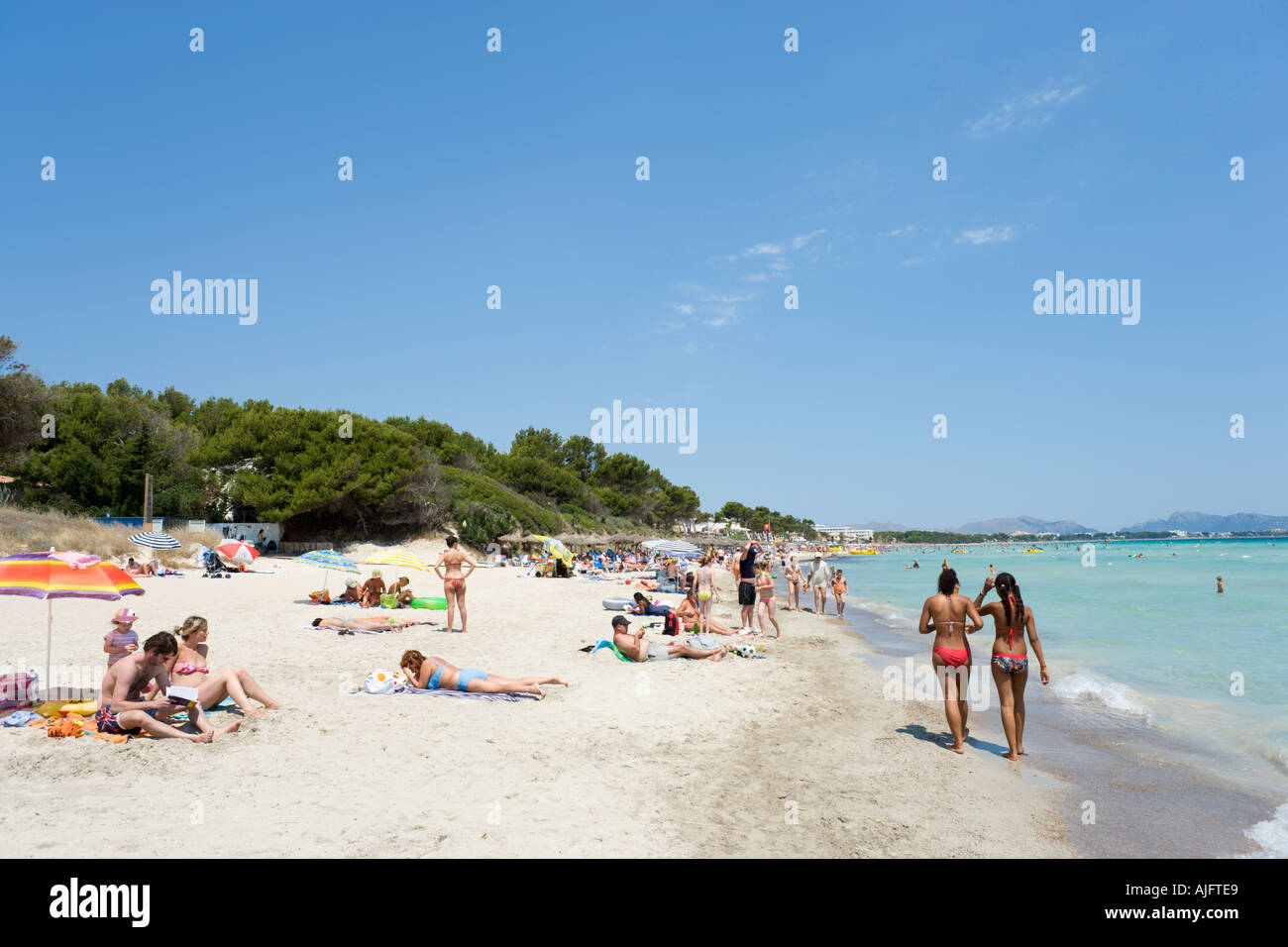 Beach, Platja de Muro, Alcudia, Mallorca, Spain Stock Photo