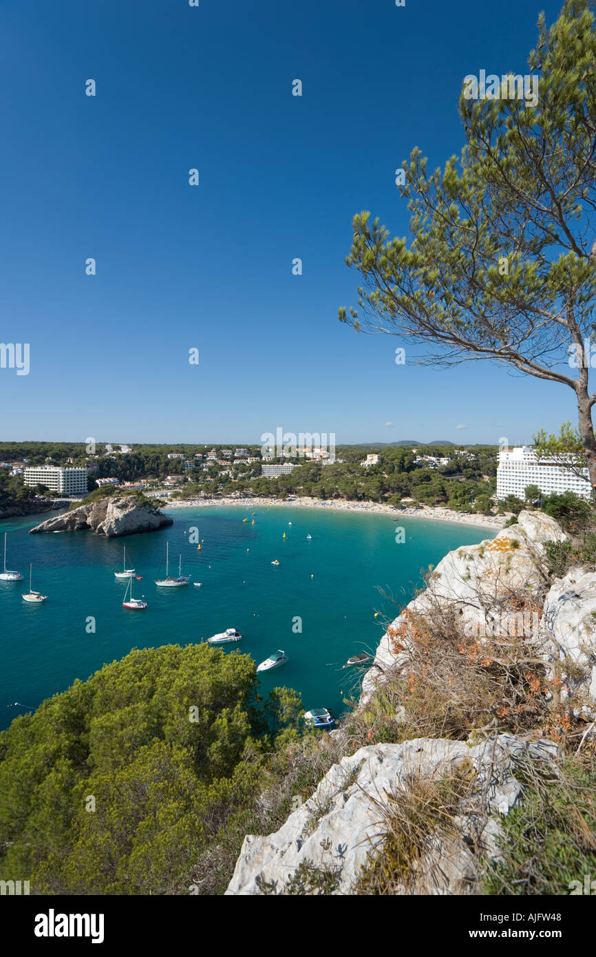 View over the beach at Cala Galdana, Menorca, Balearic Islands, Spain Stock Photo