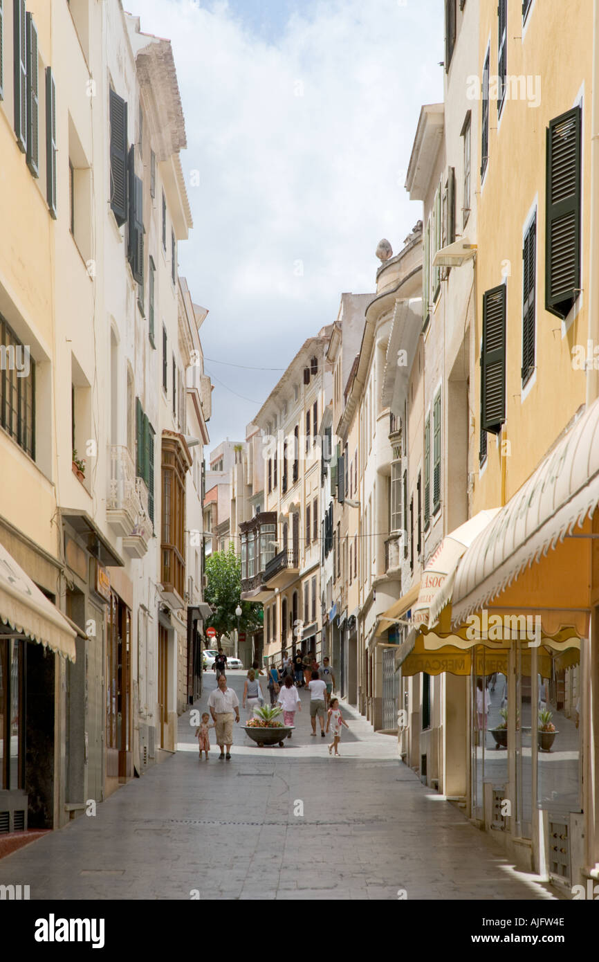 Street in the old town, Mahon, Menorca, Balearic Islands, Spain Stock Photo