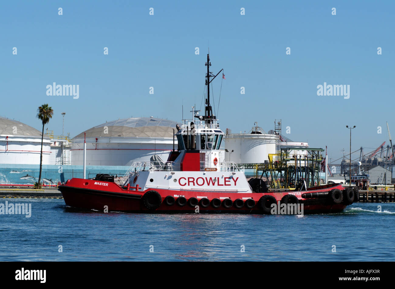 Master Crowley an ocean going Tugboat Underway in the Port of Los Angeles California USA Stock Photo