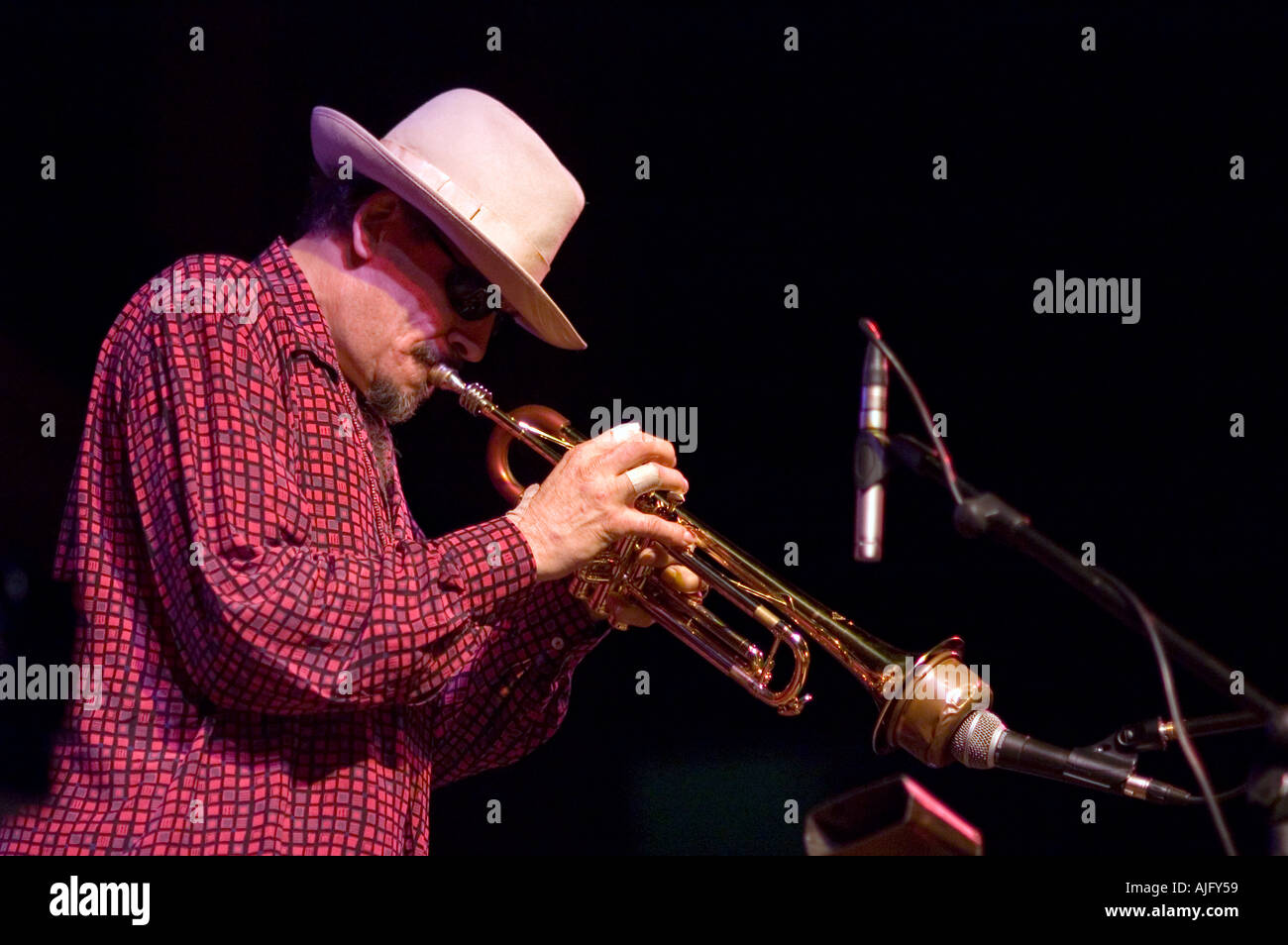 Jerry Gonzalez playing his trumpet Sanlucar de Barrameda Spain Stock Photo