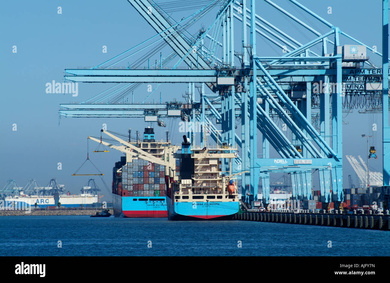 APM Container Terminal Port of Los Angeles California USA Stock Photo
