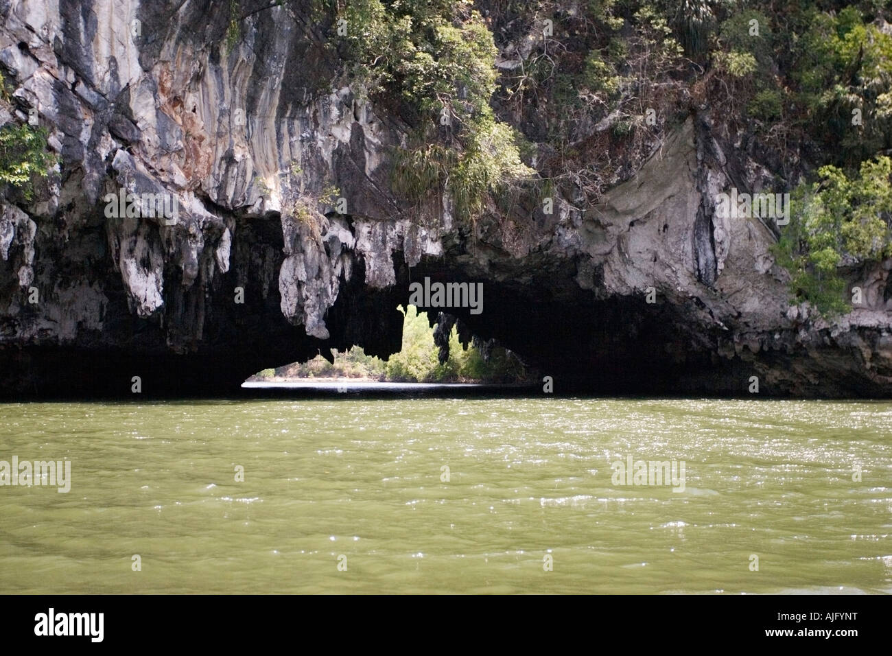 Phang Nga Bay tour stop Tham Lod Cave Thailand Stock Photo
