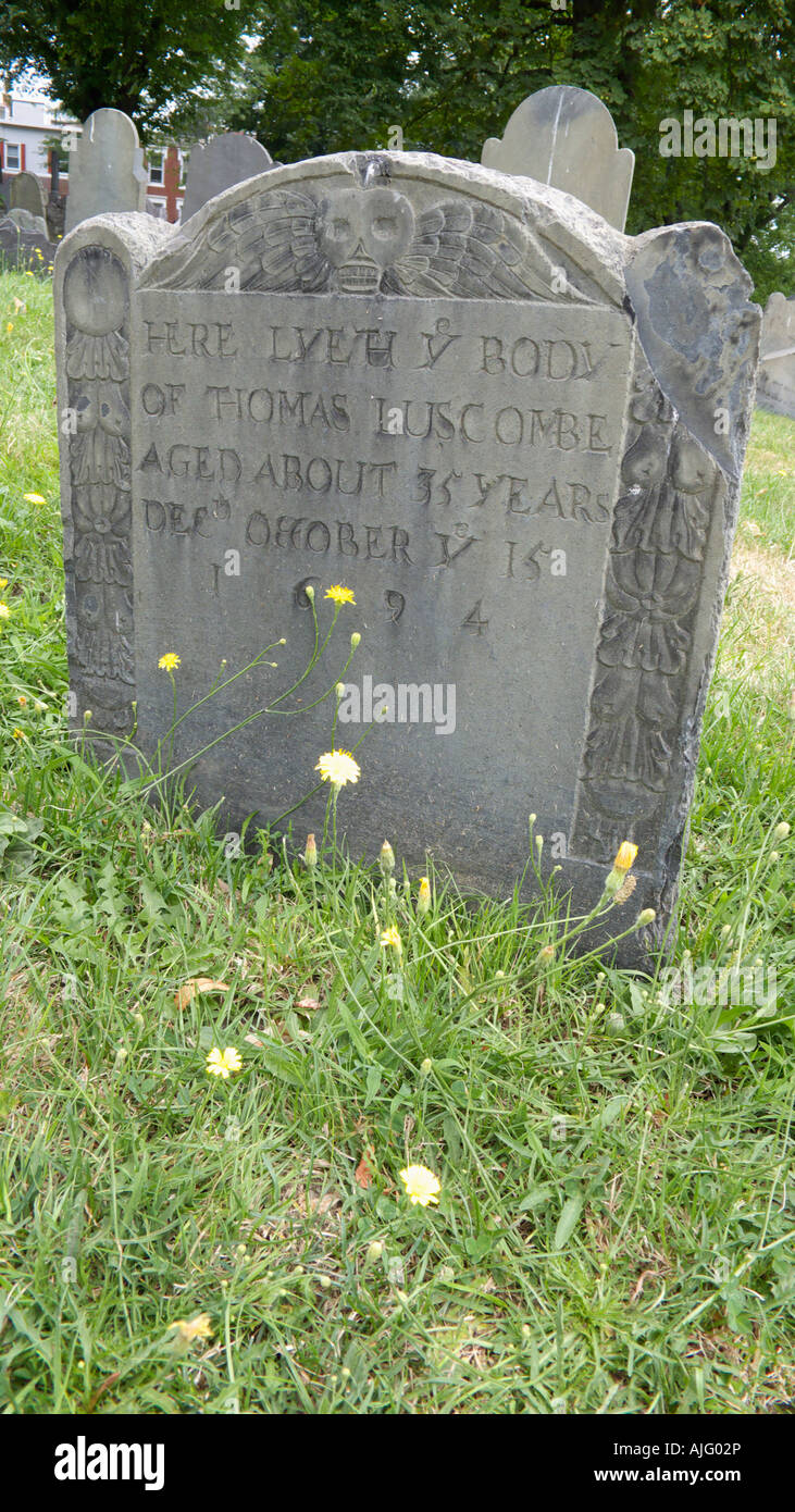 Boston Copps Hill burial ground Little Italy Boston USA Stock Photo - Alamy