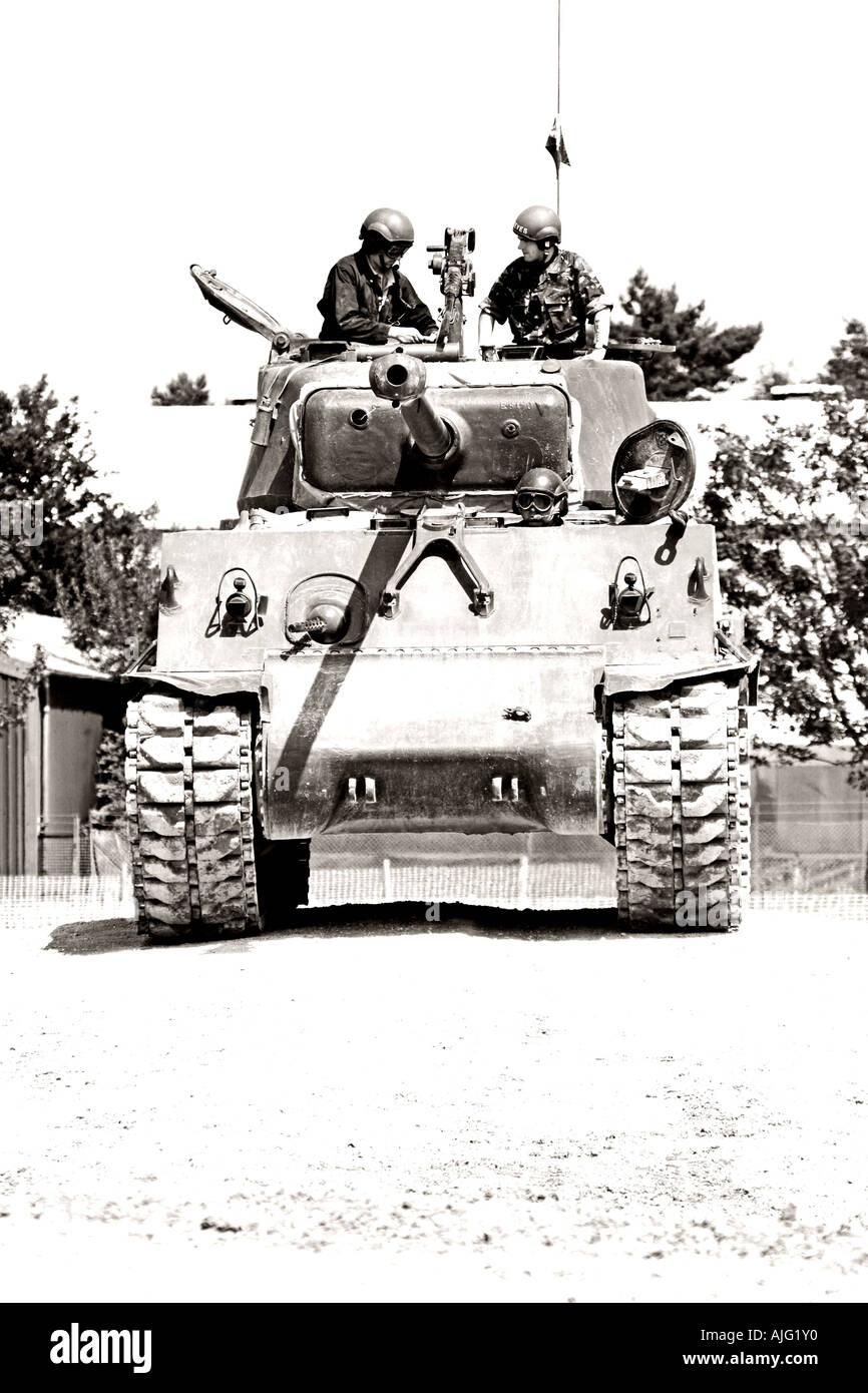 American WW2 Sherman tank on manouvers Stock Photo