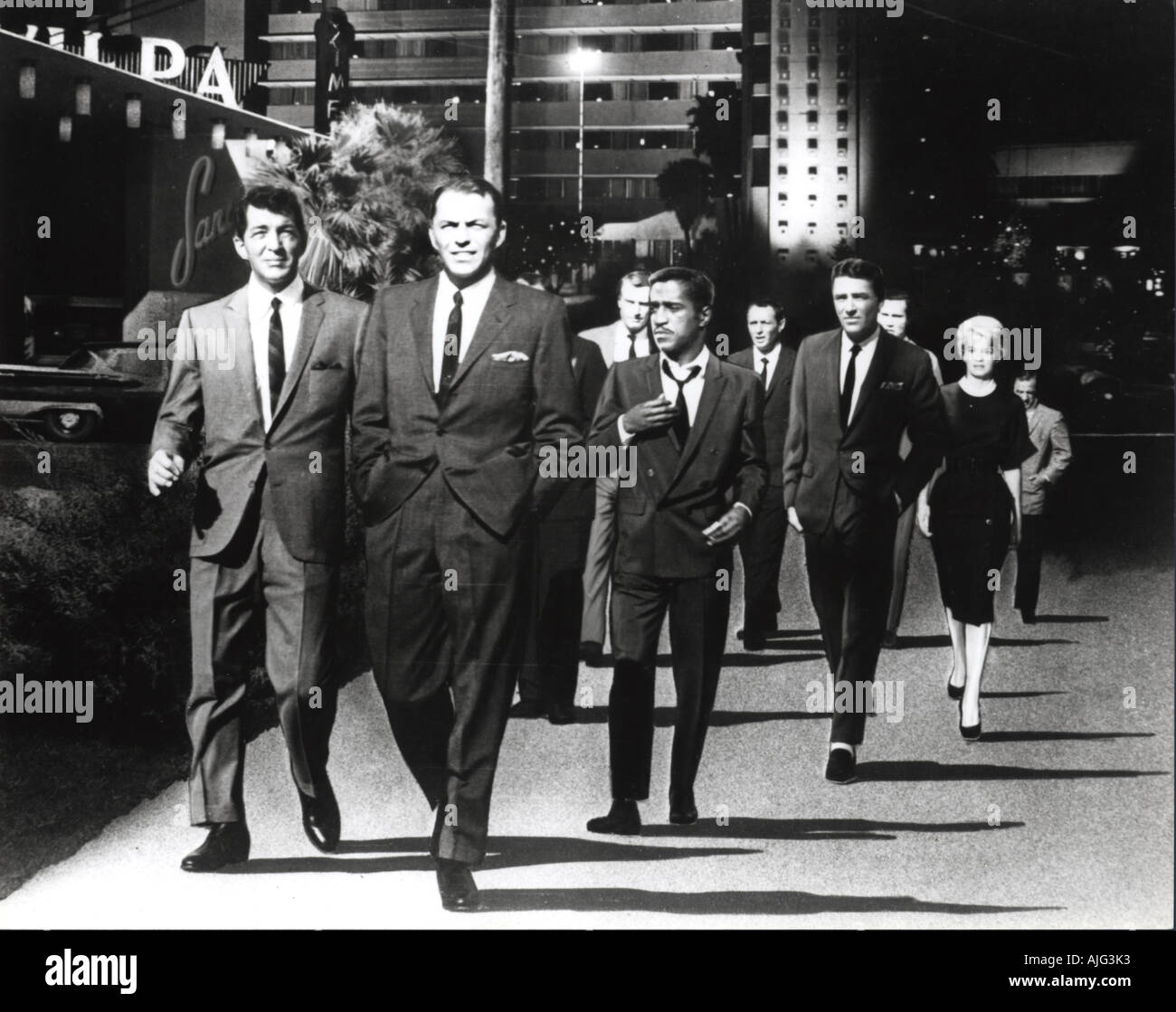 OCEANS S ELEVEN 1960 Warner film with from left Dean Martin Frank Sinatra Sammy Davis Jnr Peter Lawford and Angie Dickinson Stock Photo