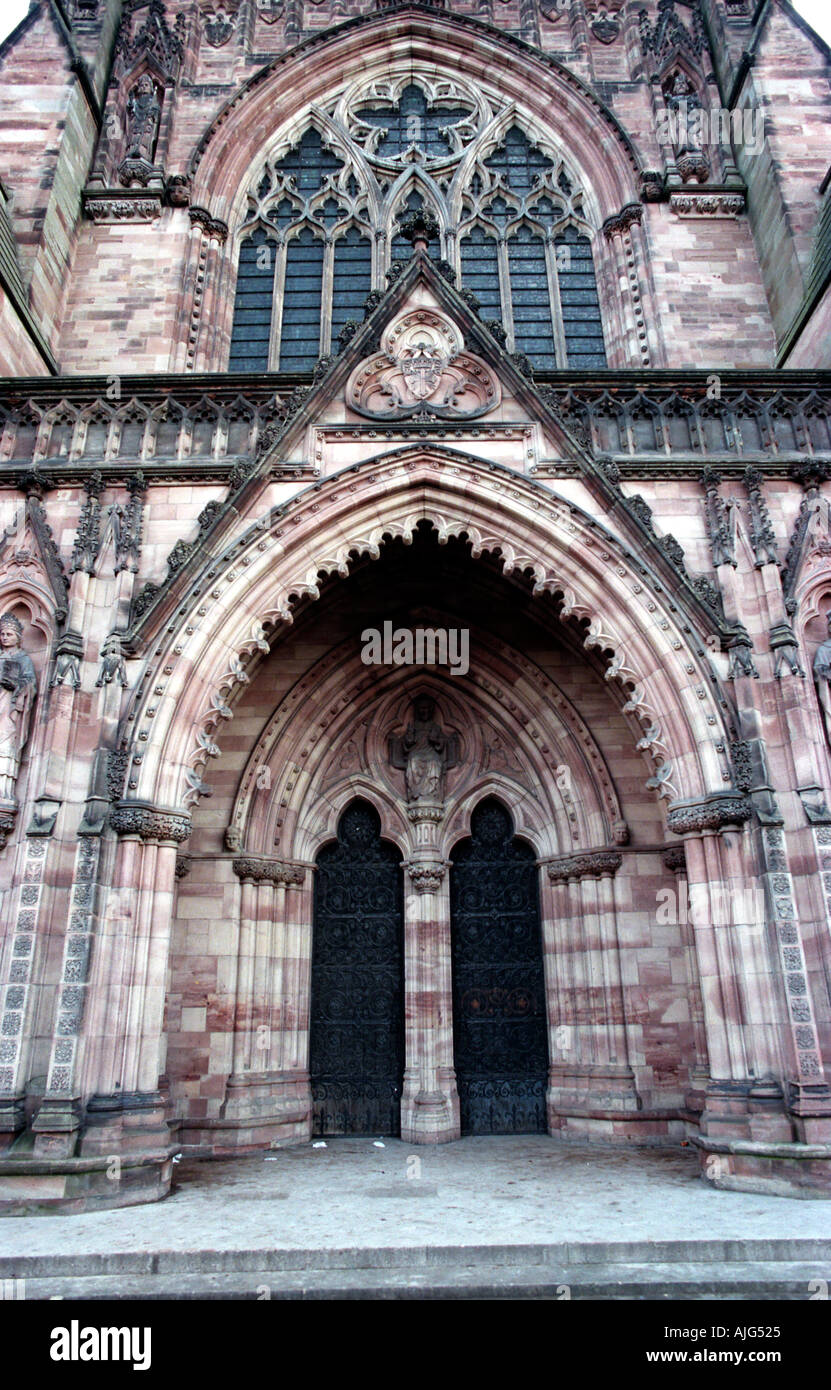 Doorway and arches of Hereford Cathedral Stock Photo