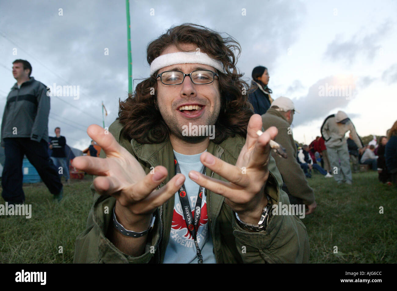 Hippy at the Glastonbury music festival Pilton Somerset England Stock Photo