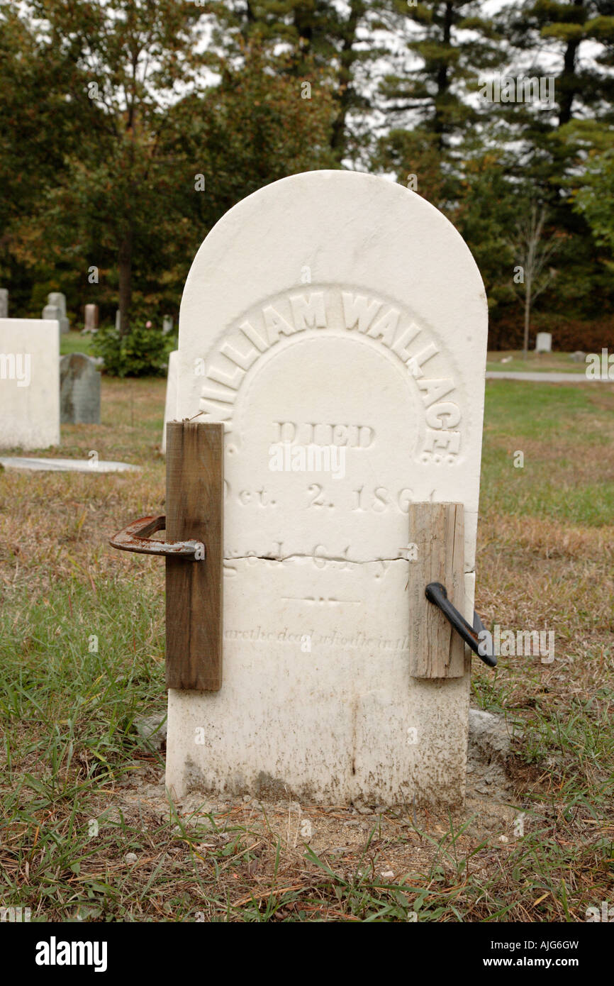 Old weathered headstones at Old Pine Grove Cemetery in Raymond New