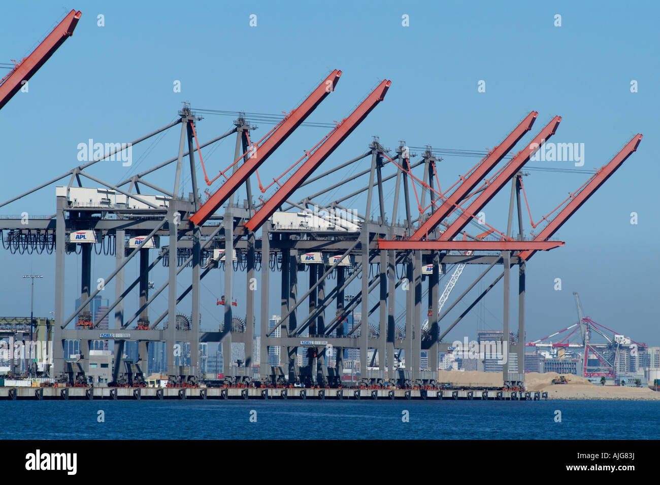 Cranes in Container Terminal Port of Los Angeles California USA Stock ...