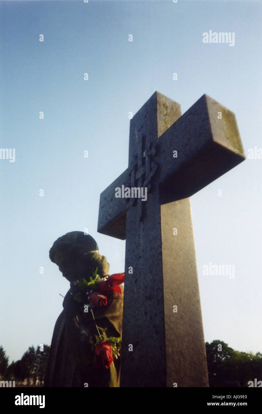 Flowers left at loved ones grave Stock Photo Alamy