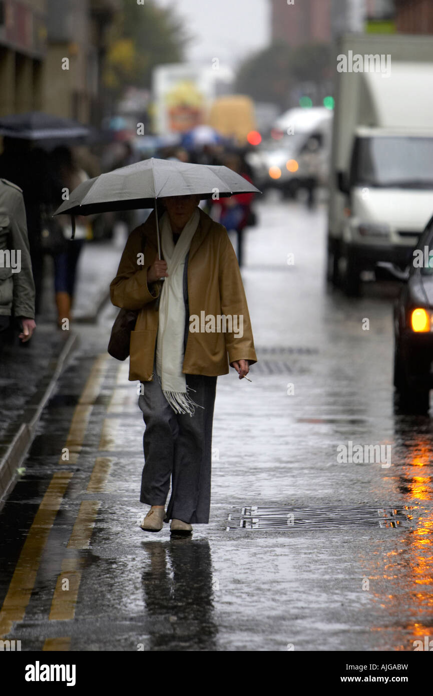 Woman Walk In Street Umbrella Stock Photos Woman Walk In Street
