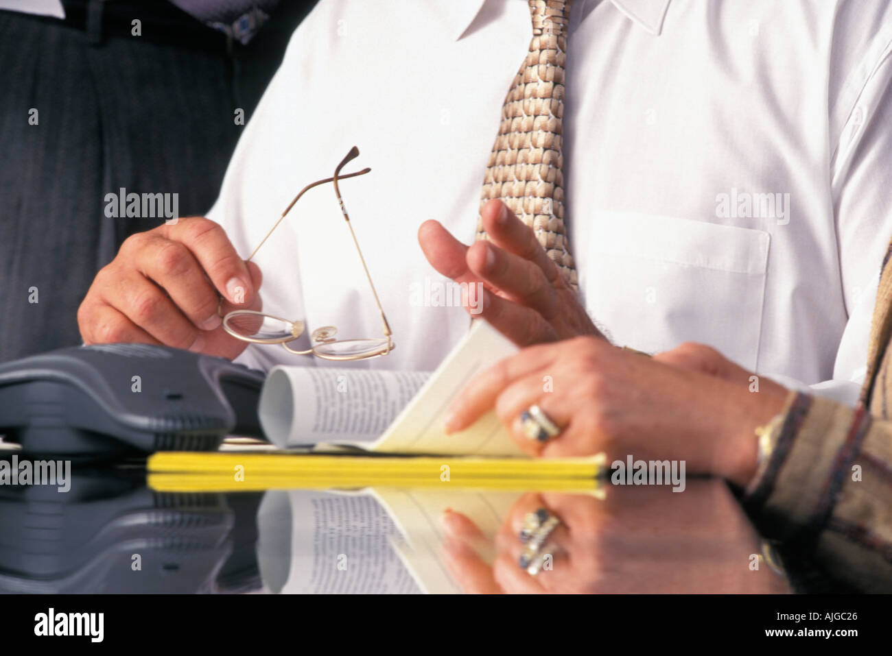 Executive hands close up in a business meeting Stock Photo