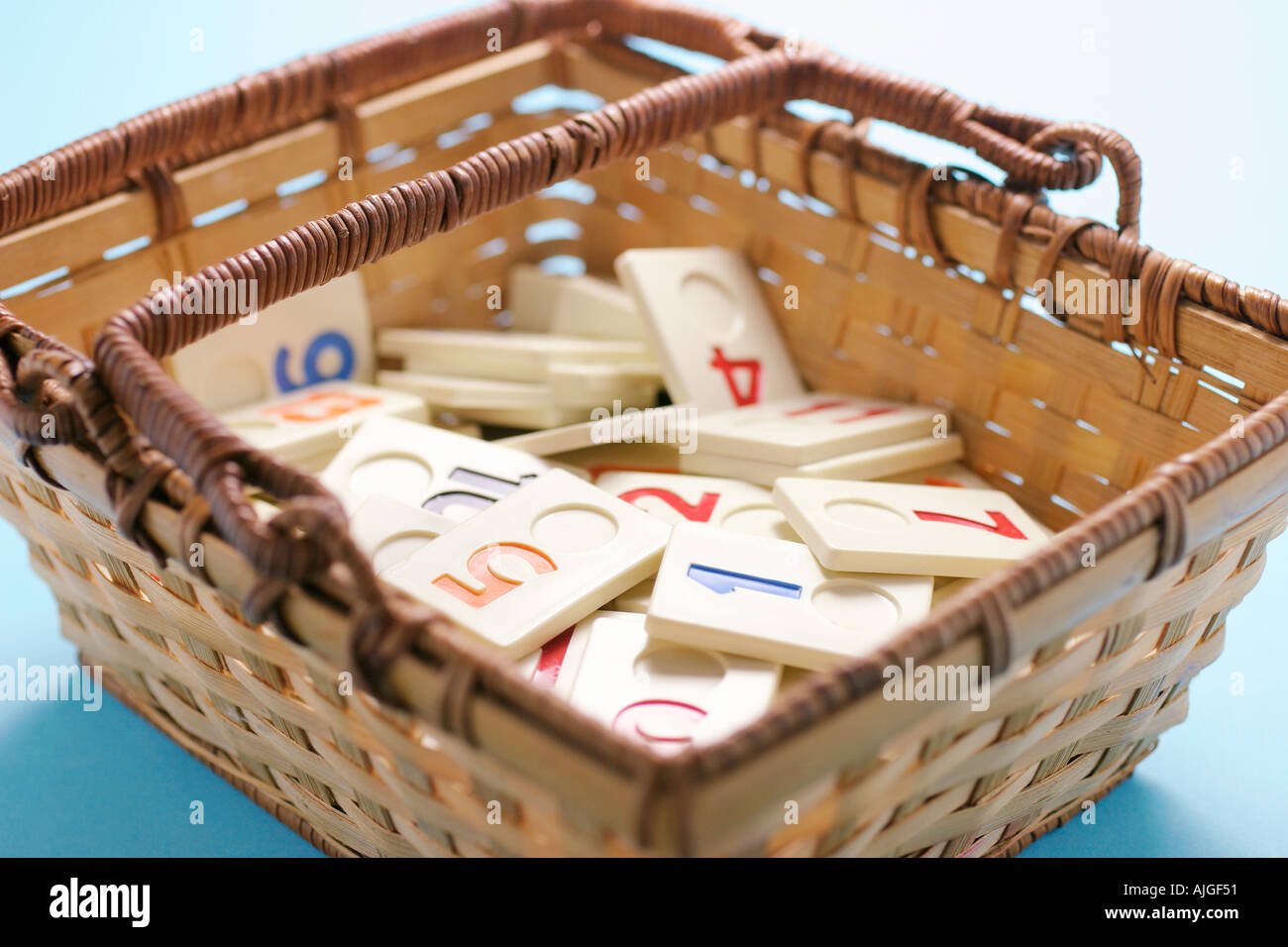 Plastic Number Cards in Basket Stock Photo Alamy