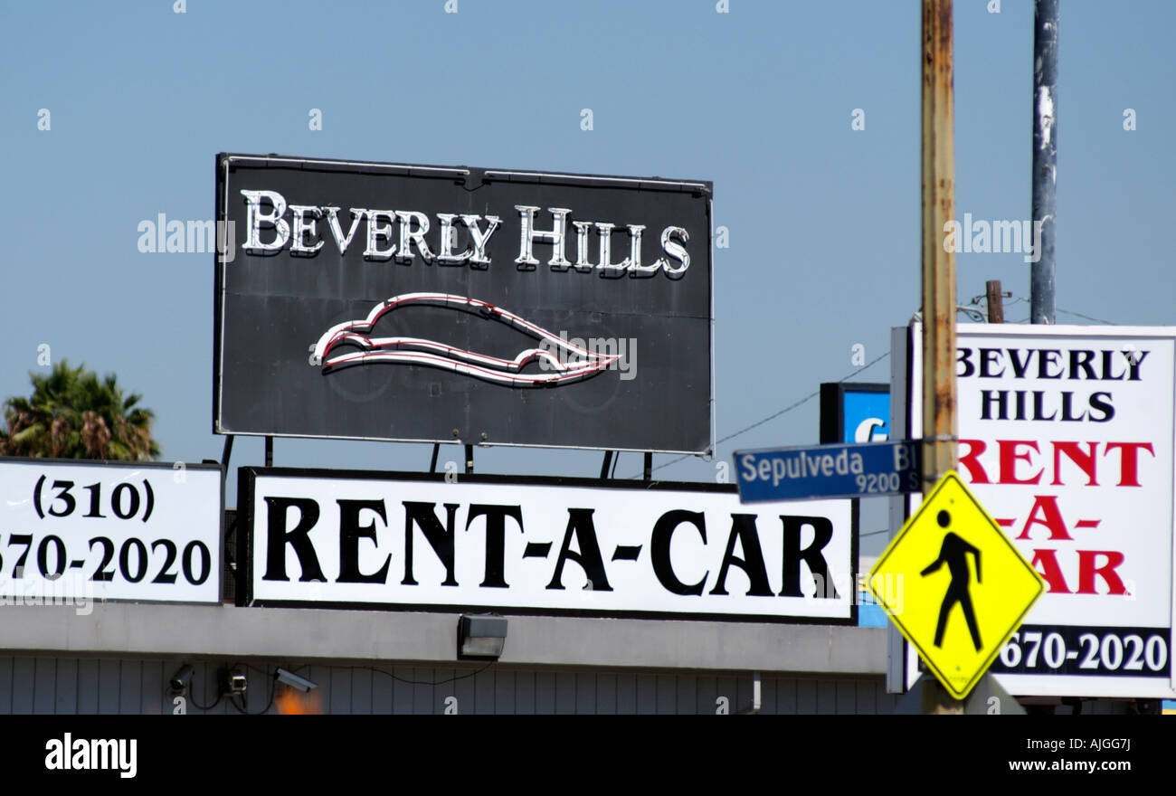 Rent a Car Signs on Sepulveda Blvd in Los Angeles California USA Stock Photo