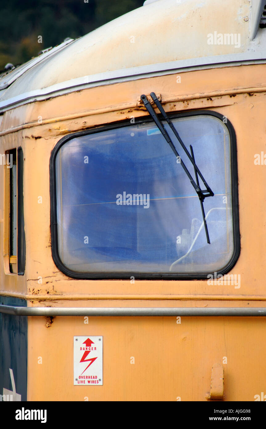 Window detail of class 33 diesel on the west somerset railway Stock Photo