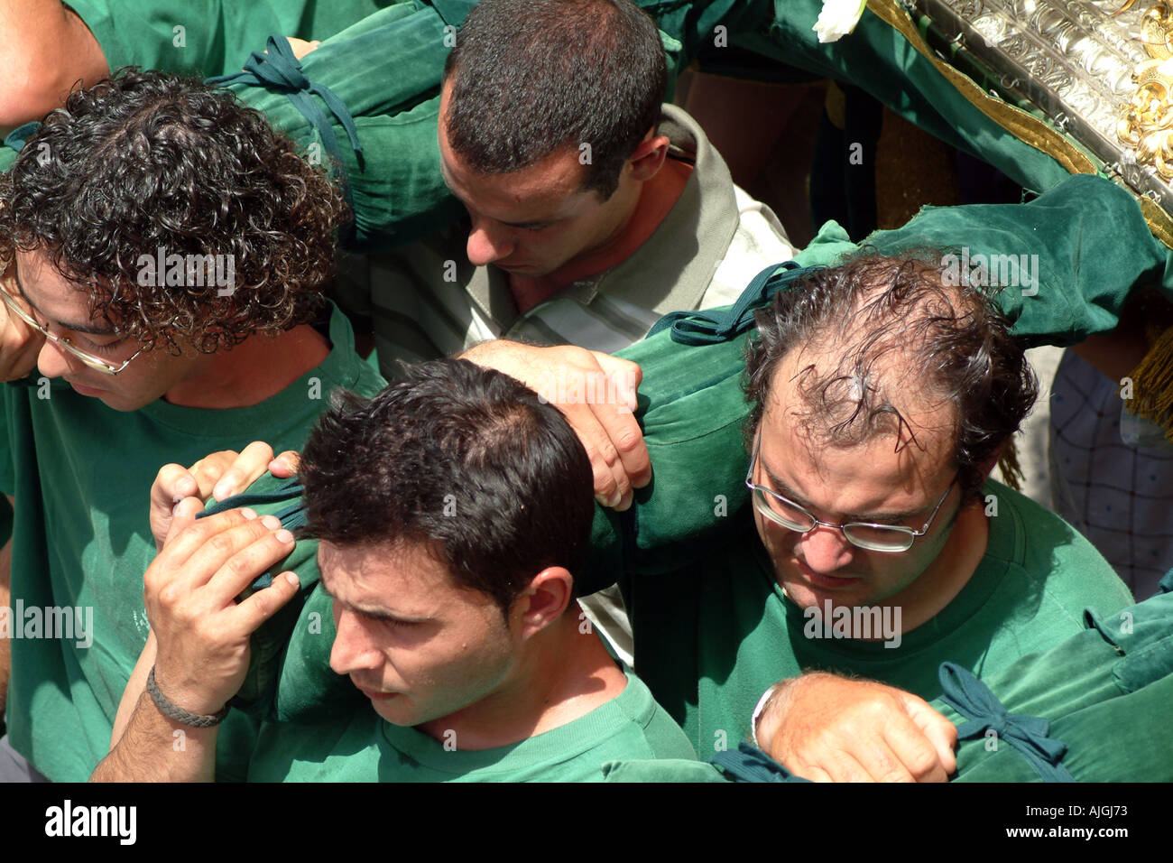 men bearing virgin Corpus Christi festival 2003 Stock Photo Alamy