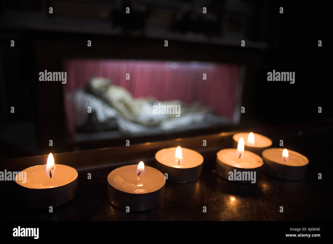 Jesus Christ and candles Stock Photo Alamy