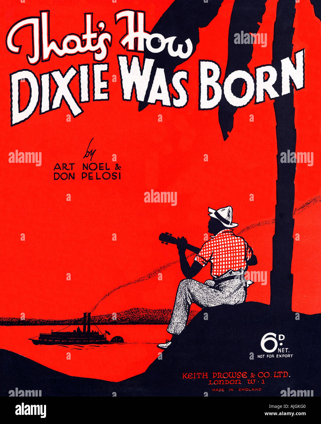 Thats How Dixie Was born, Music sheet cover for a 1936 song, composing as Old Man River rolls on by Stock Photo