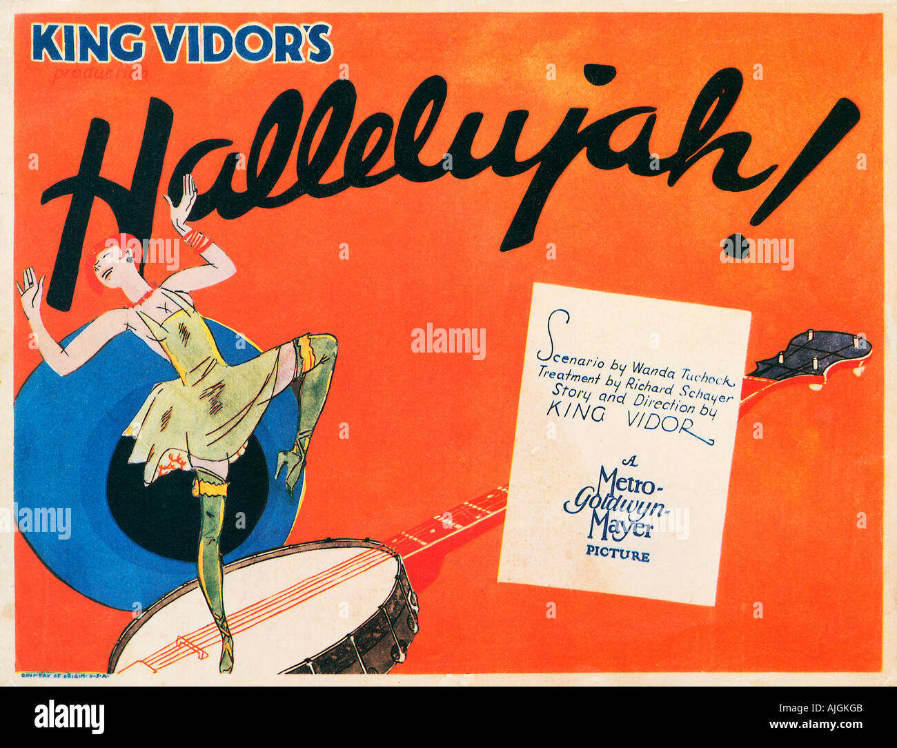 Hallelujah, lobby card illustration for the 1929 groundbreaking first all-black Hollywood film, a jazz musical Stock Photo