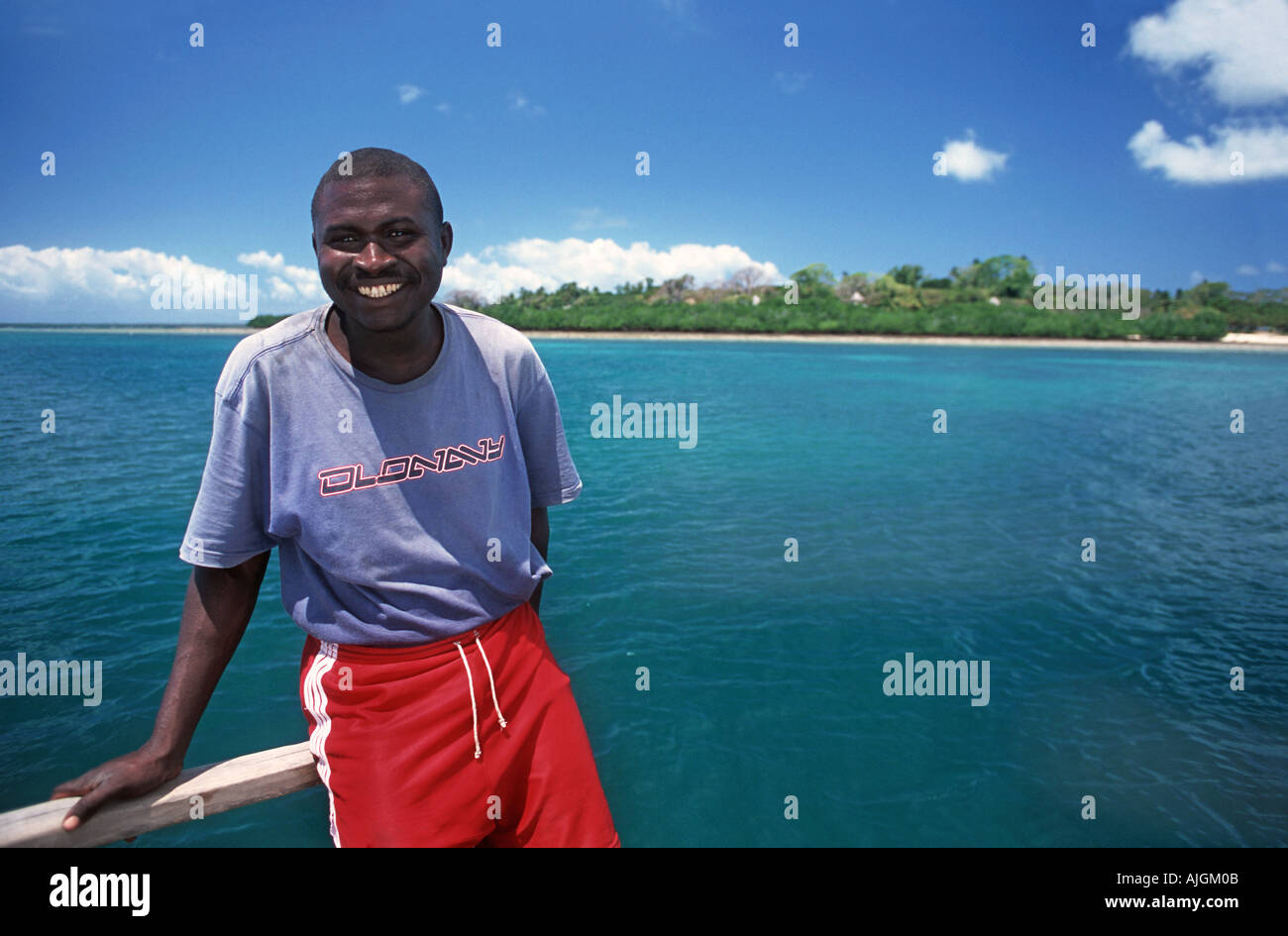 Chole islander operating the dhow belonging to the Chole Resort ...