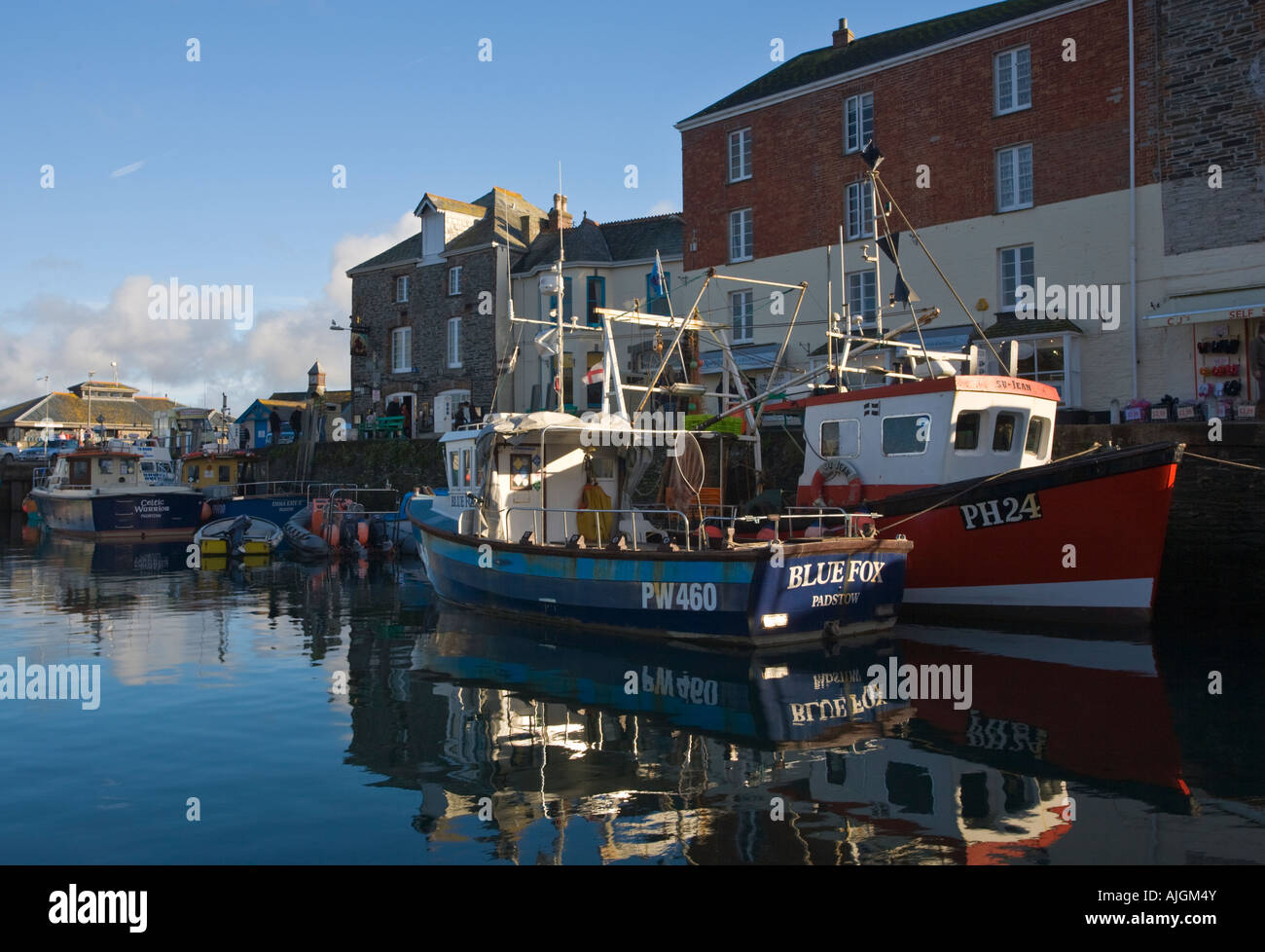Boats in the harbour at the fishing village of Padstow Cornwall UK