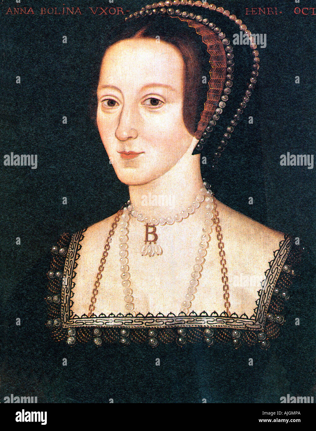 Anne Boleyn, 1533 portrait of the second wife of Henry VIII, ill-fated Queen of England beheaded in 1536 Stock Photo