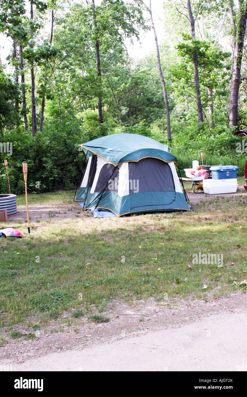 Erected tent in a State Campground in Pennsylvania Stock Photo Alamy