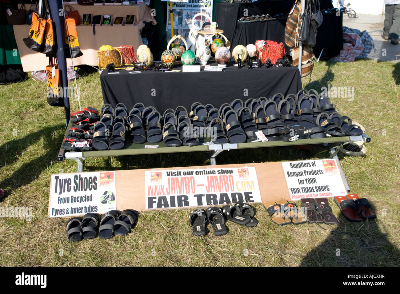 Sandals made from old car tyres and inner tubes Greenbelt Stall Cheltenham UK Stock Photo Alamy
