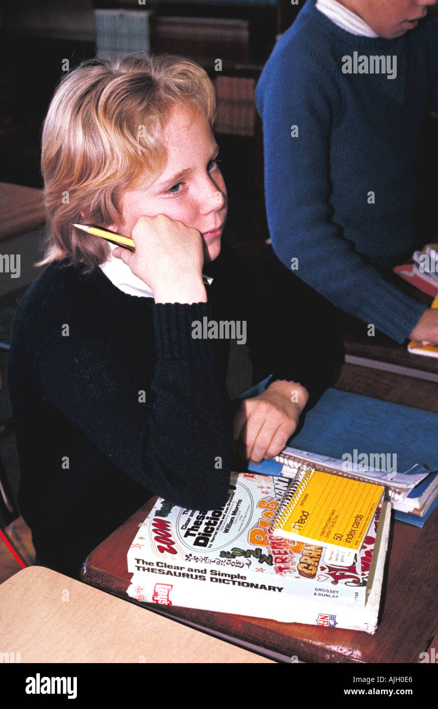 Jr High Girl Bored at Private School Classroom Stock Photo - Alamy