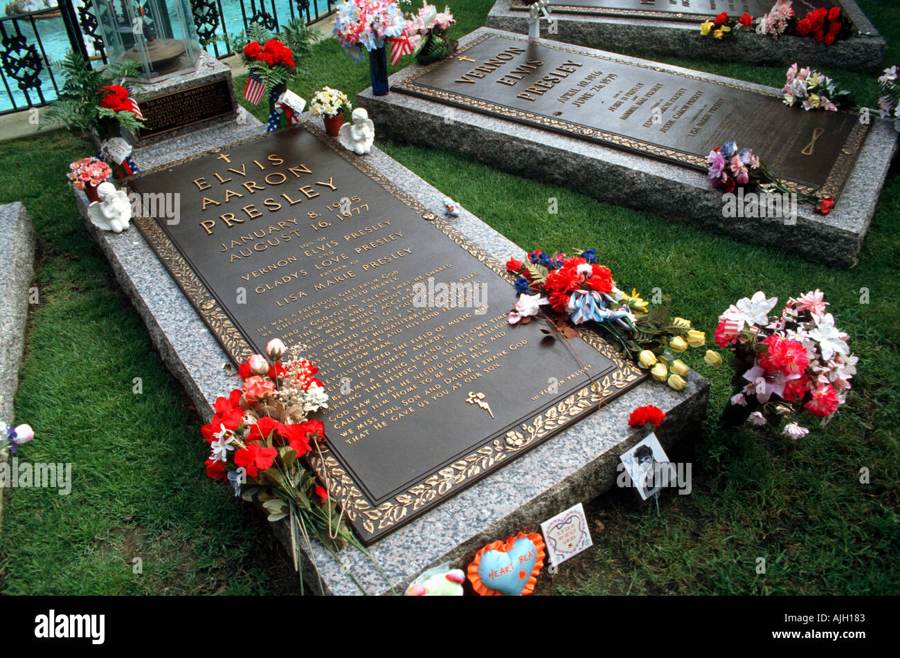Grave site of Elvis Presley at the Graceland Mansion Memphis Stock