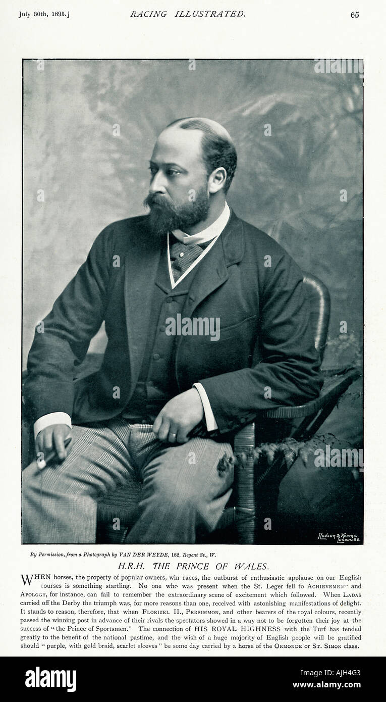 Prince of Wales 1895 photo in Racing Illustrated of the royal patron of the turf and future Edward VII Stock Photo
