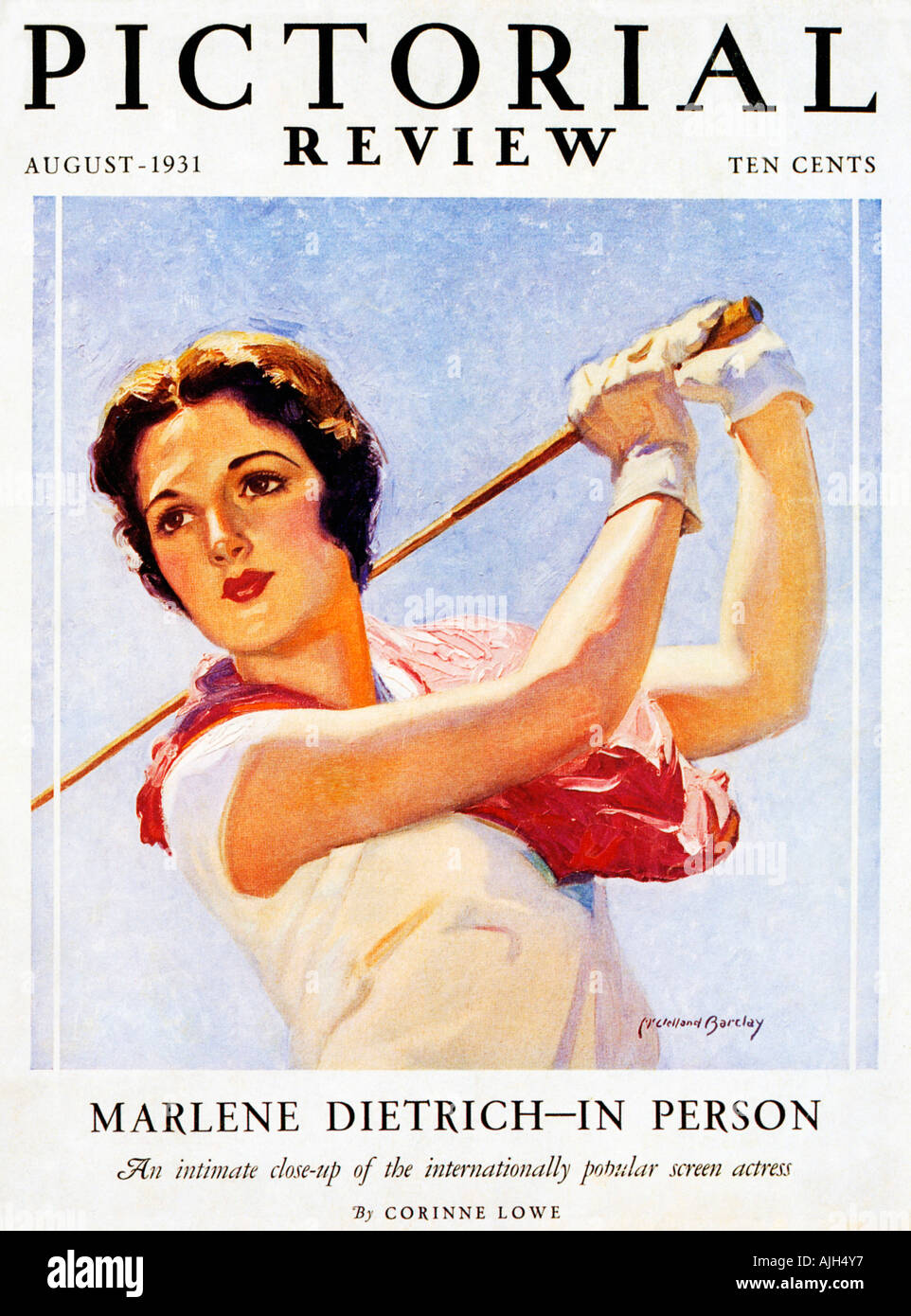 Pictorial Review Golf A lady golfer adorns the cover of the 1931 Amercican magazine Stock Photo