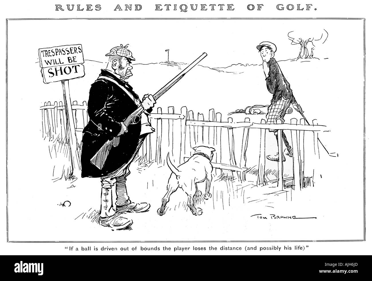 Tom Brownes Rules Etiquette of Golf V 1906 If a ball is driven out of bounds the player loses the distance possibly his life Stock Photo