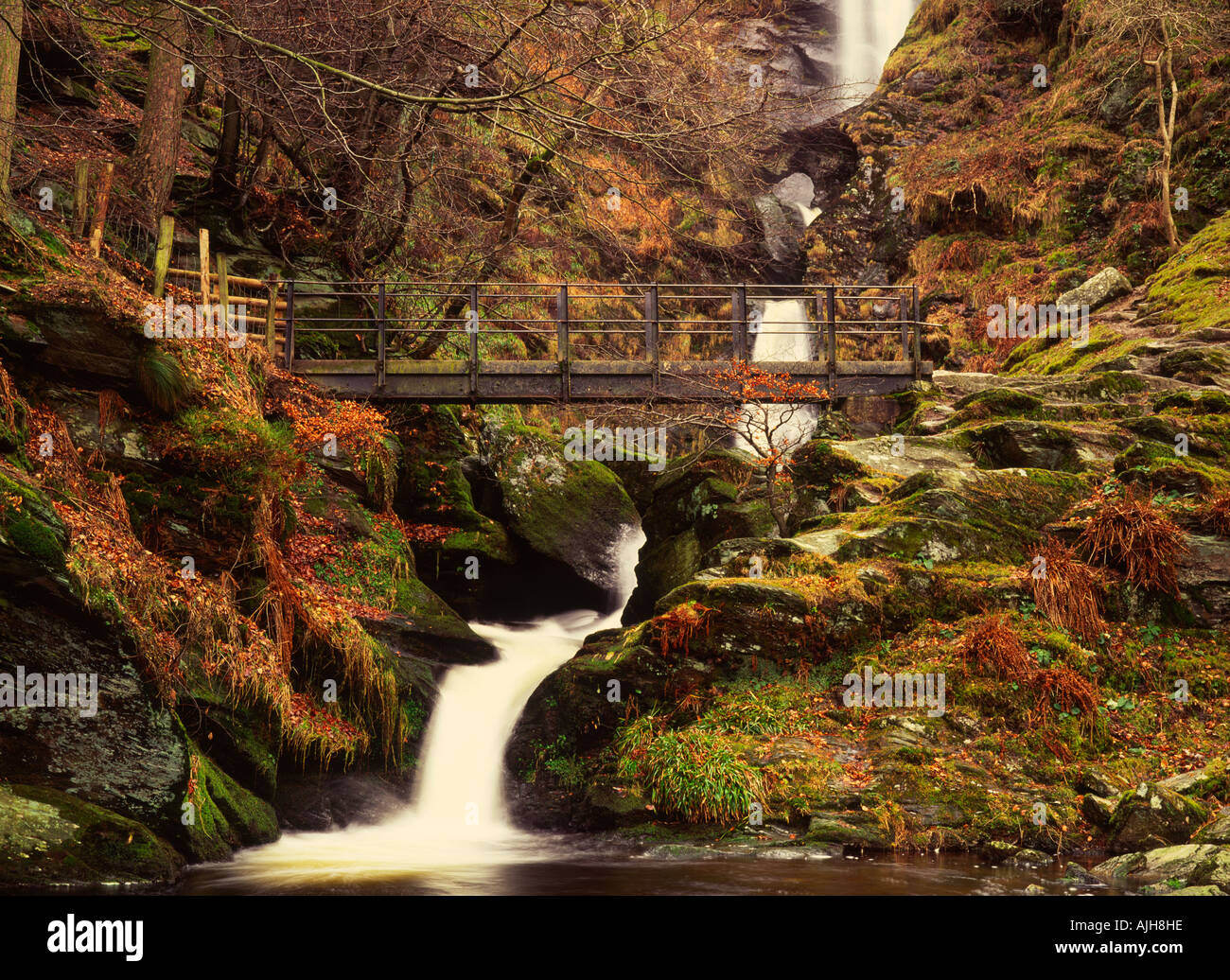 Waterfall in Berwyn Mountains at Pistyll Rhaeadr, Nr Llanrhaeadr-ym-Mochnant, Powys, Wales Stock Photo