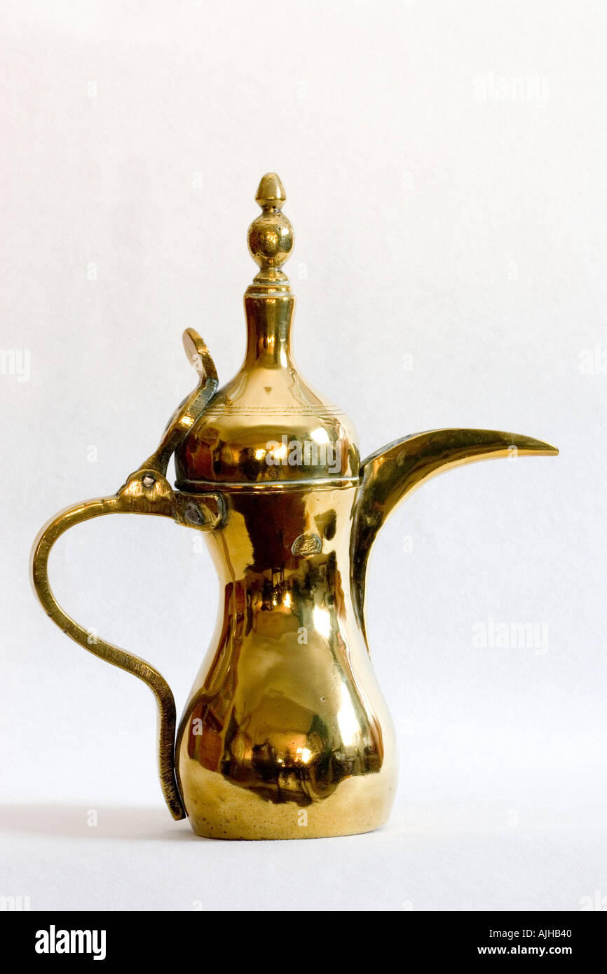 Brass Arabic coffee pot from Oman Stock Photo - Alamy