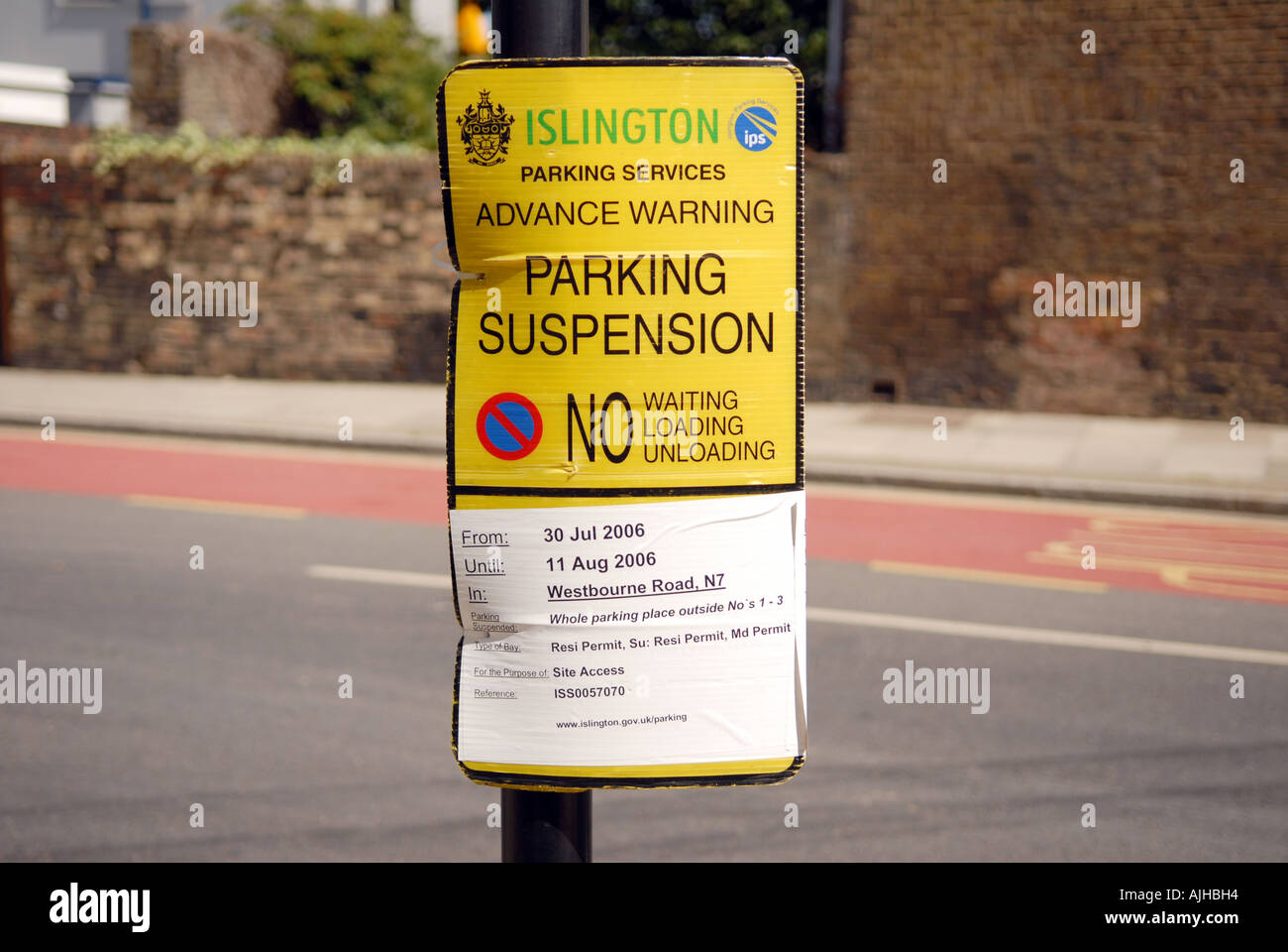 Parking suspension notice on a London street Stock Photo Alamy