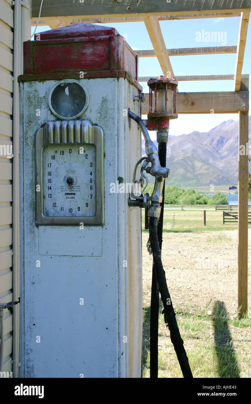 old petrol pump South Island New Zealand Stock Photo Alamy