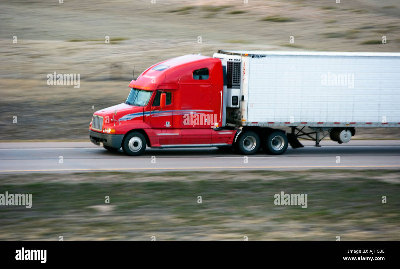 18 wheeler in the highway Stock Photo Alamy