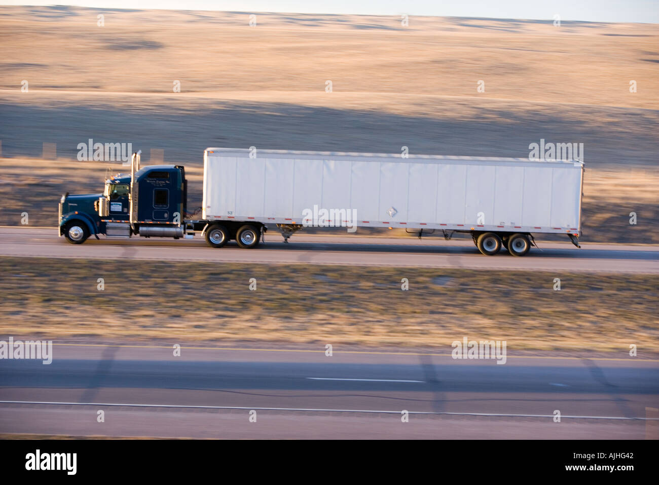 18 wheeler in the highway Stock Photo