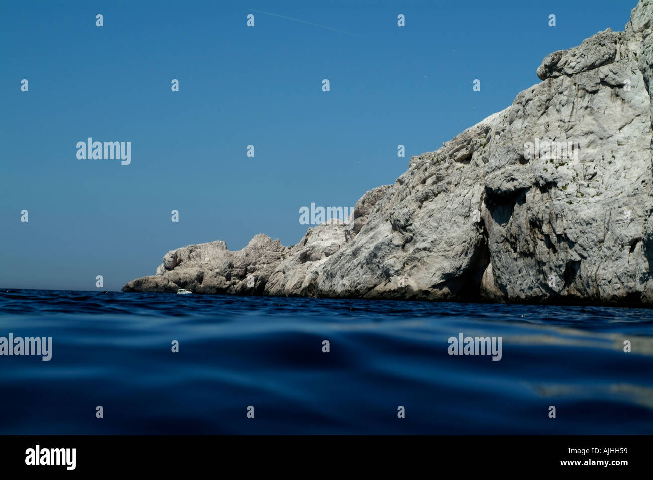 France Marseille Riou Island Imperial Du Milieu Limestone Cliffs At Surface Stock Photo