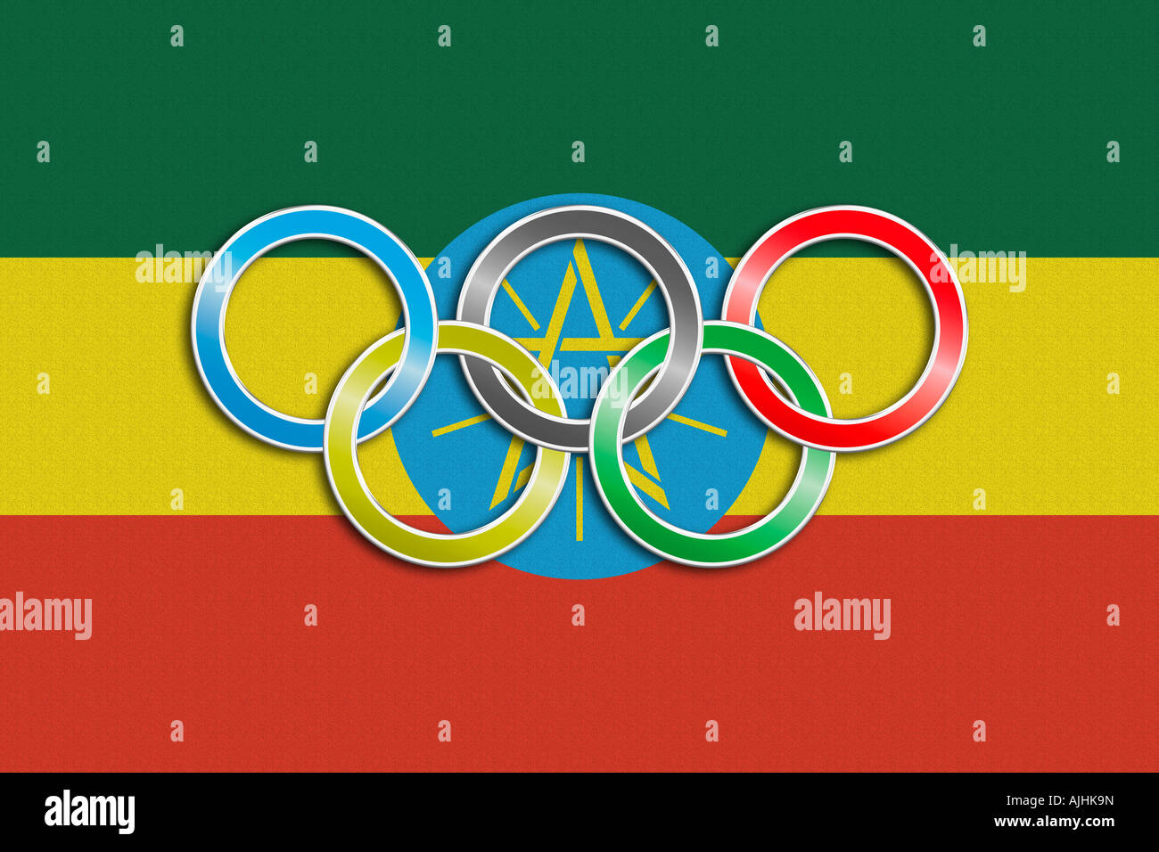 Flag of Ethiopia with olympic symbol Stock Photo Alamy