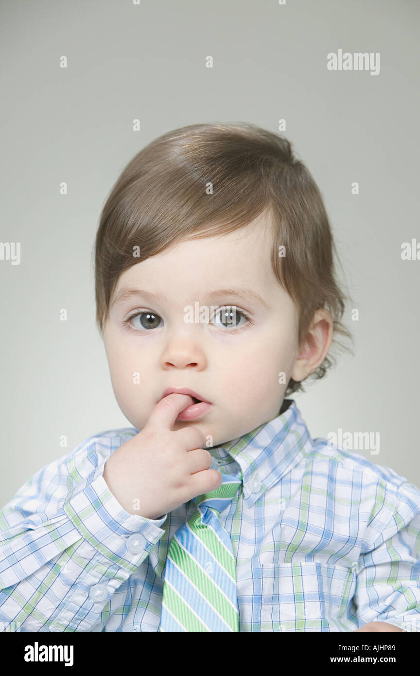 Baby wearing a shirt and necktie Stock Photo Alamy