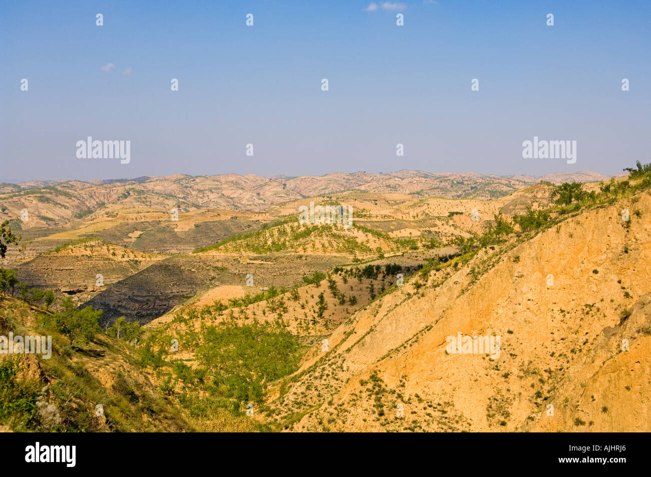 Loess Huangtu plateau on the Yellow River China Stock Photo