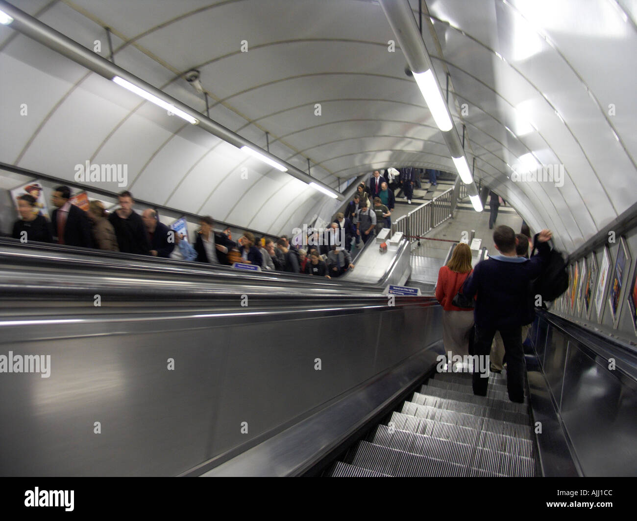 Escalator in underground station London England UK Stock Photo